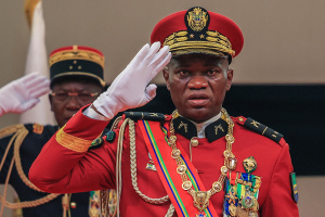 Festive mood in Gabon as coup leader sworn in